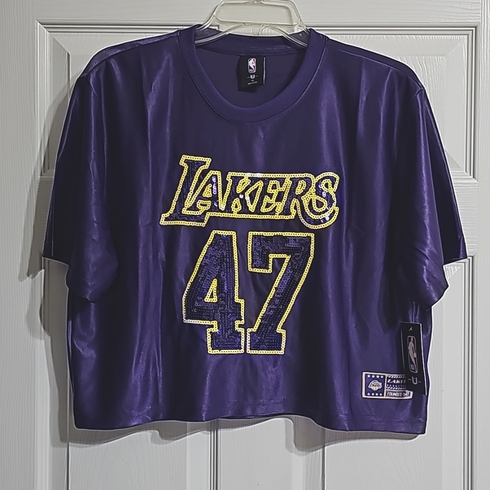 NBA LA Lakers Purple Sequin Vantage 47 Crop Jersey Women's